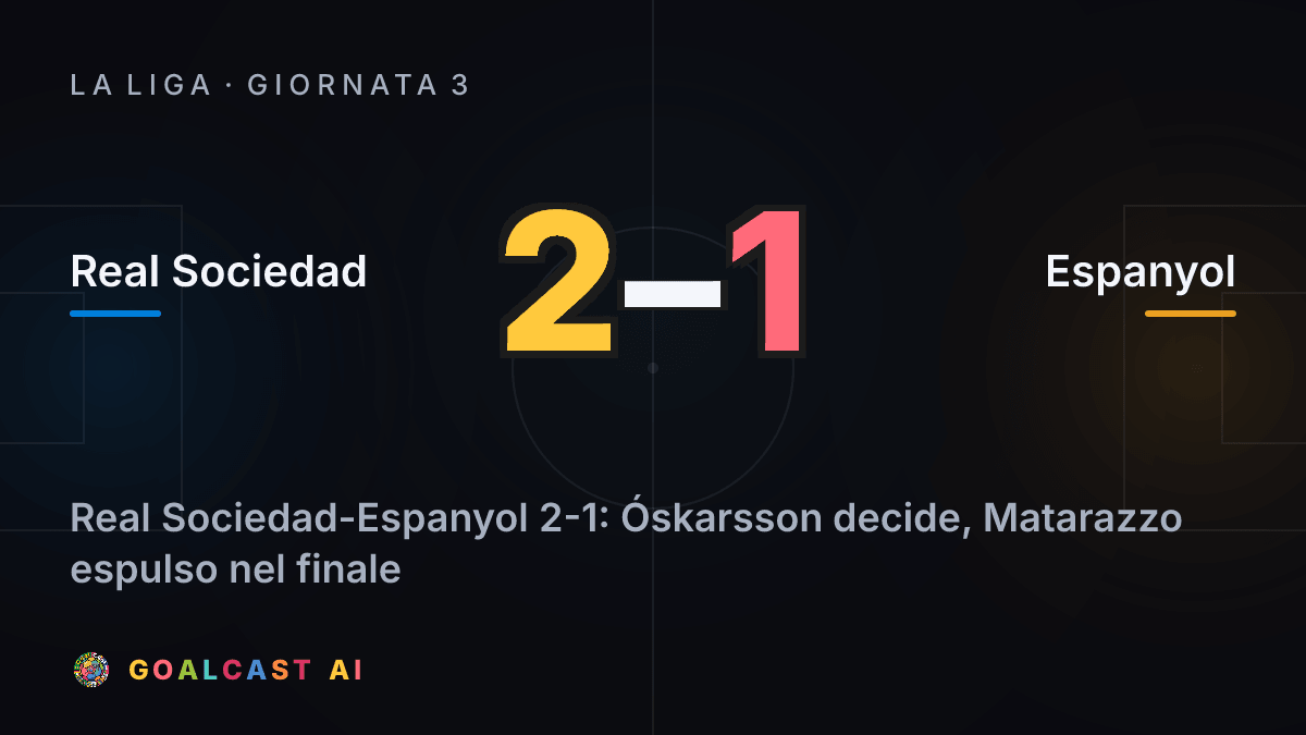 Real Sociedad 2-1 Espanyol: la card della sintesi