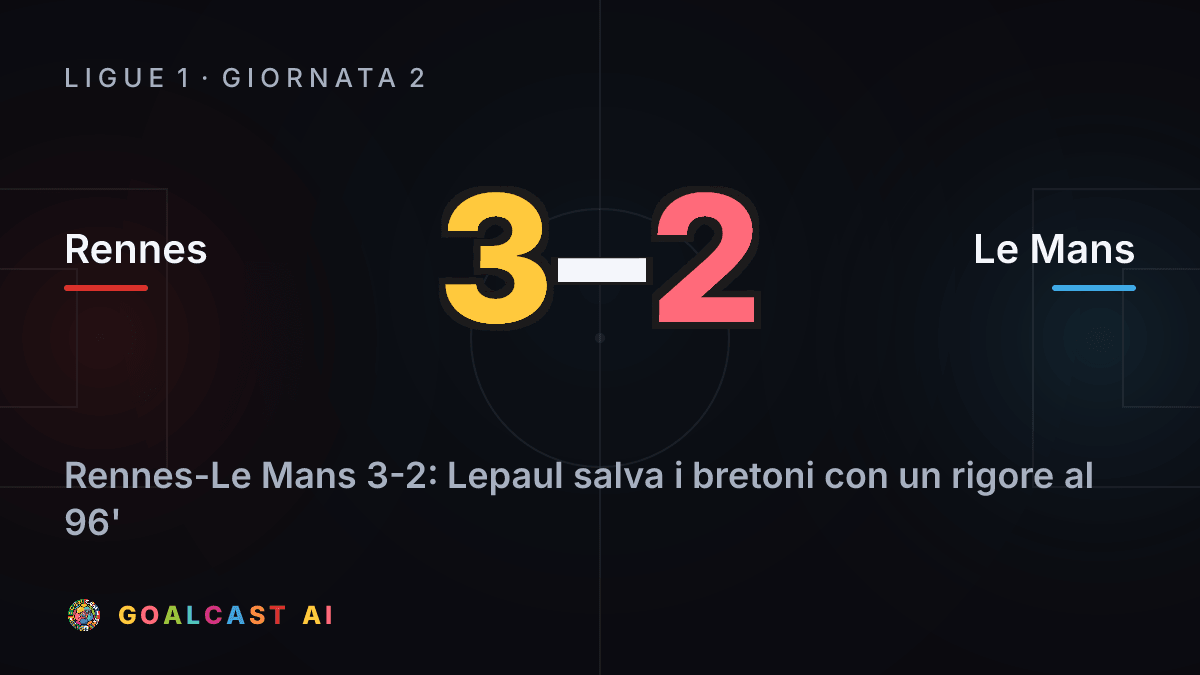 Rennes 3-2 Le Mans: la card della sintesi