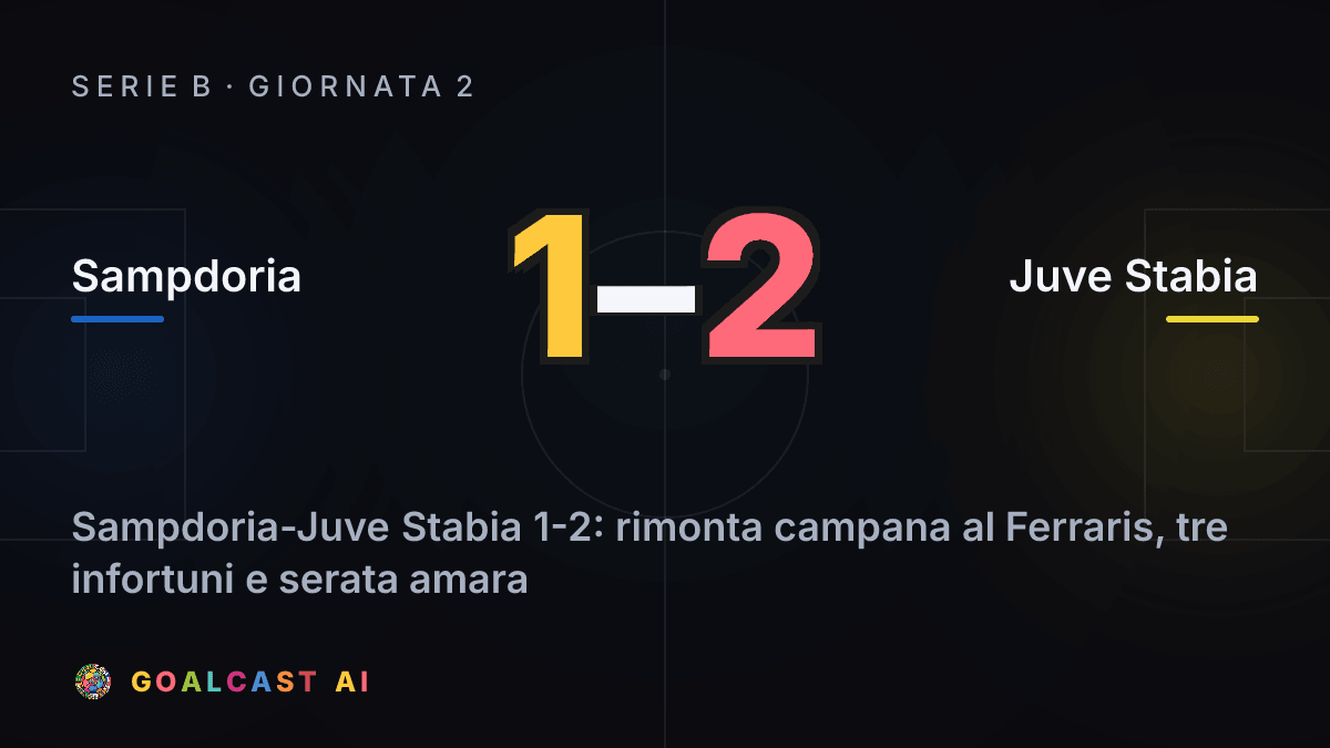Sampdoria 1-2 Juve Stabia: la card della sintesi