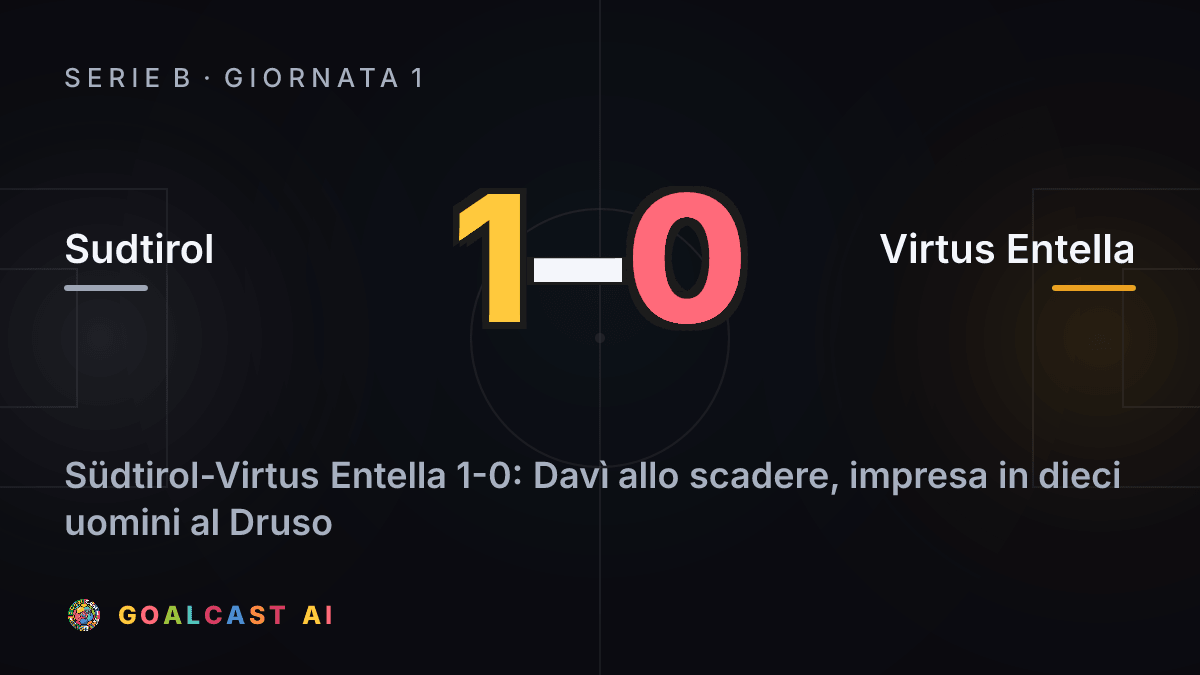 Sudtirol 1-0 Virtus Entella: la card della sintesi