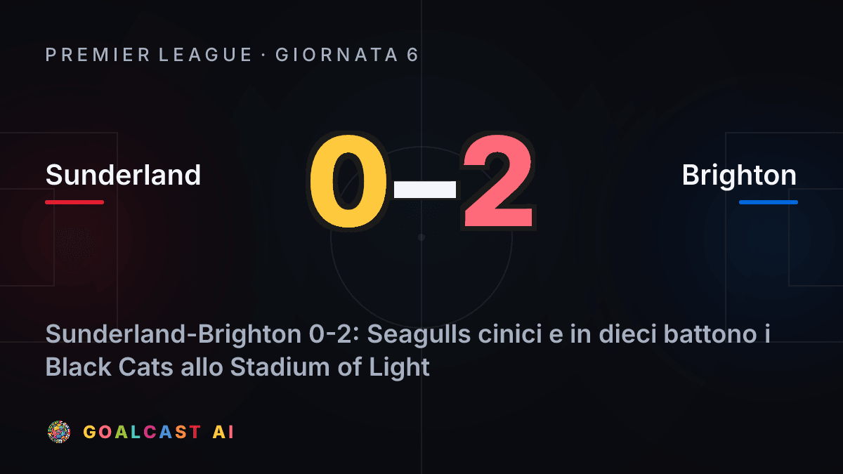 Sunderland - Brighton: la card della sintesi