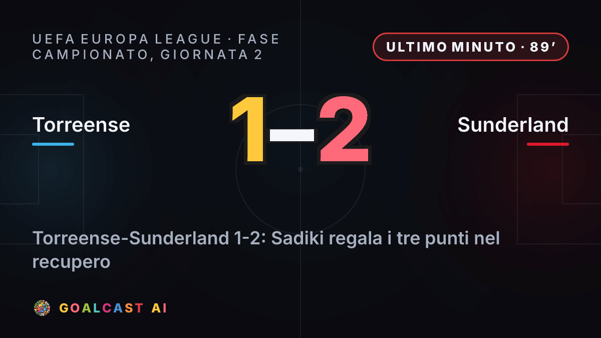 Torreense 1-2 Sunderland: la card della sintesi