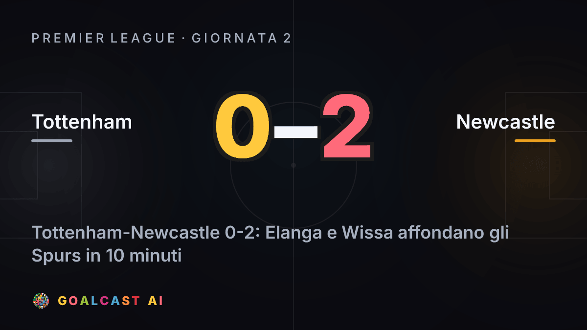 Tottenham 0-2 Newcastle: la card della sintesi