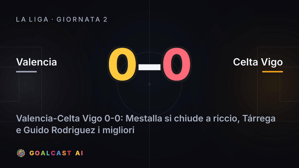Valencia 0-0 Celta Vigo: la card della sintesi