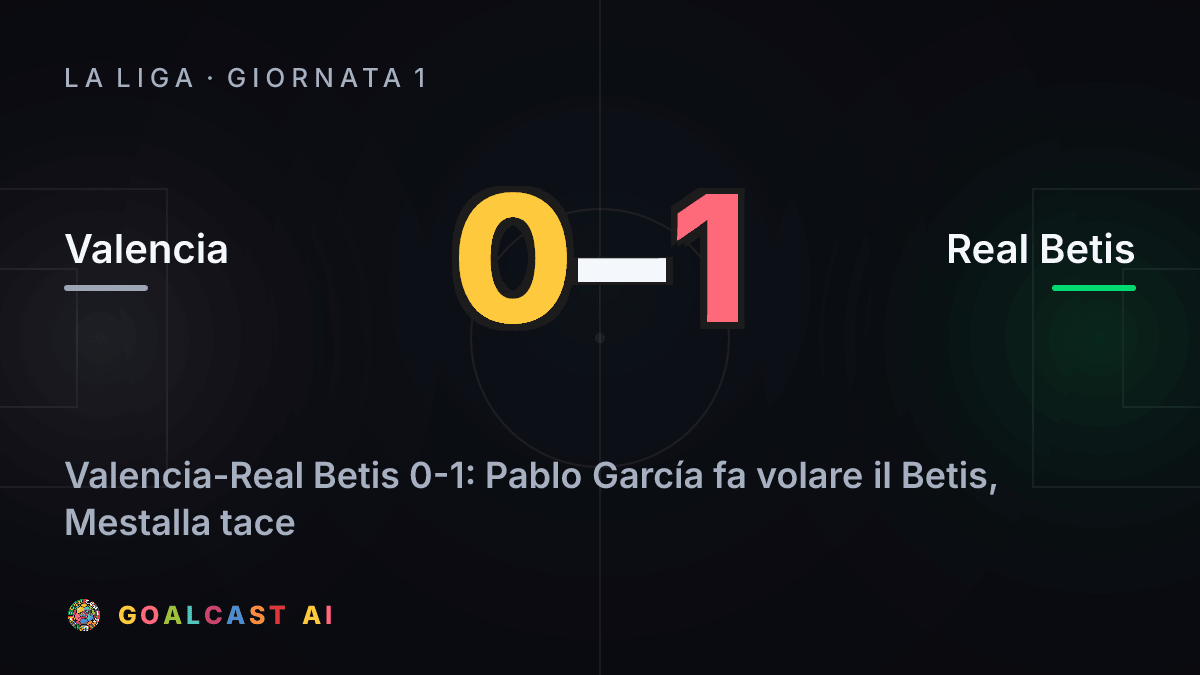 Valencia 0-1 Real Betis: la card della sintesi