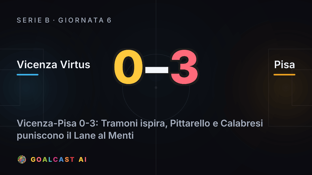 Vicenza Virtus - Pisa: la card della sintesi