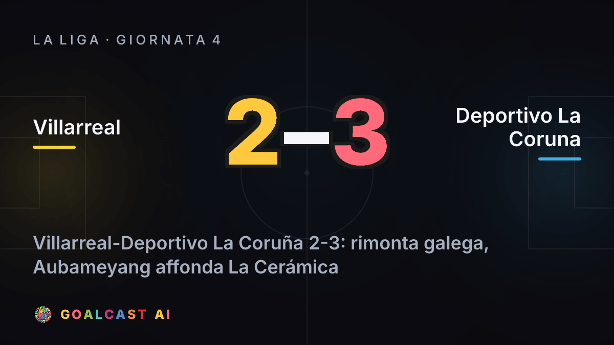 Villarreal 2-3 Deportivo La Coruna: la card della sintesi